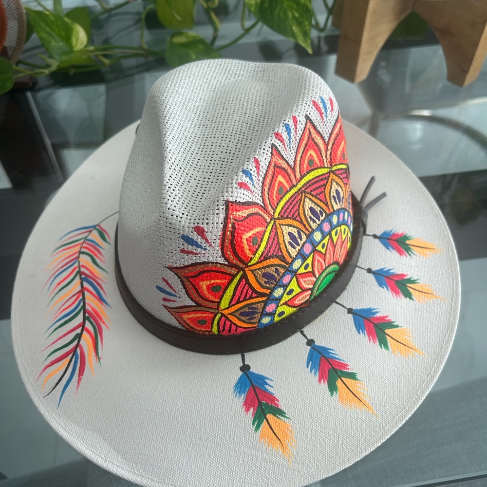 Colorful Feather Design Women's Mexican Hat